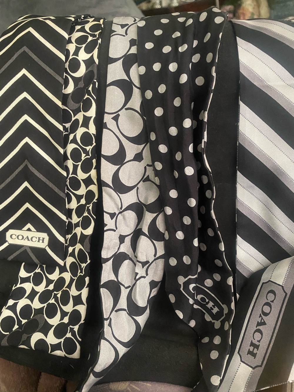 Coach silk ponytail purse scarves